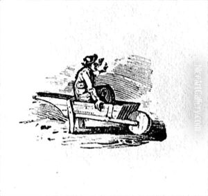 A Man in a Wheelbarrow from 'History of British Birds and Quadrupeds' by Thomas Falcon Bewick