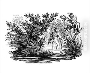 Man Wading through a Stream 'History of British Birds and Quadrupeds' Man Wading through a Stream 'History of British Birds and Quadrupeds'