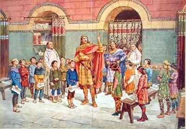 The Emperor Charlemagne (747-814) Visits a School - view 1