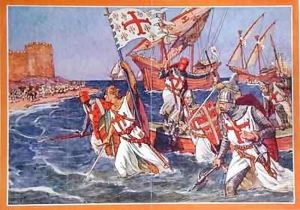 The Disembarkation of King Louis IX (1215-70) during the Crusades by J. L. Beuzon
