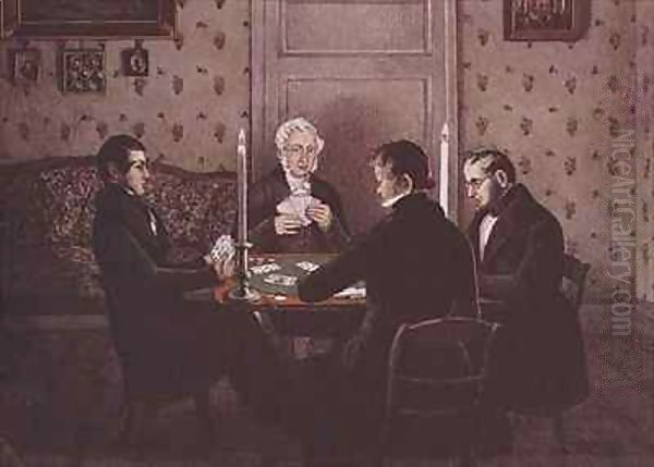 Anthony playing cards with his friends - view 1