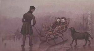 Anthony, Frank and Caroline sledging on the ice