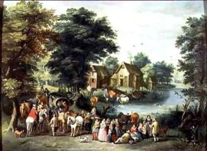 A Village Scene by Charles Beschey
