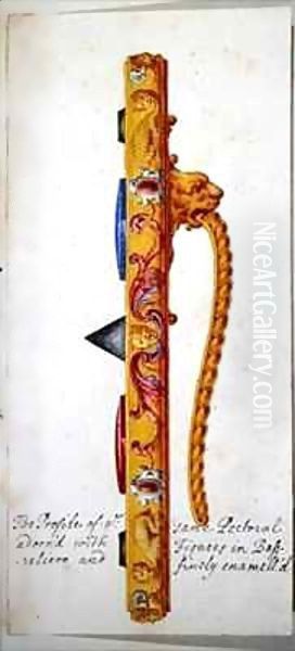 Side view of a pectoral ornament of gold and jewels made for Pope Clement VII by Cellini in c.1523-34 - view 1