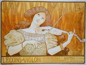 Reproduction of a poster advertising 'Violin Lessons', Rue Denfert-Rochereau, Paris