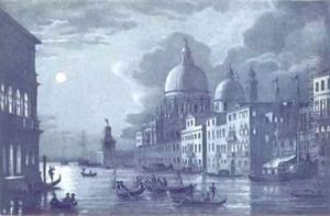 Nocturnal Scene of the Grand Canal and Santa Maria della Salute, Venice by Berselli