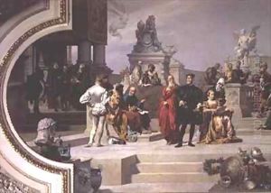 Patronage of the Arts by the House of Habsburg left hand section of a ceiling painting by Julius Victor Berger