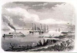 A Steamer and a Tug Boat on the Mississippi by Evremond de Berard