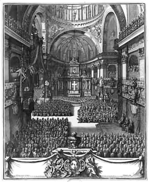 Funeral of Marie-Louise d'Orleans (1662-89) Queen of Spain, at the church St. Paul St. Louis, Paris - view 1