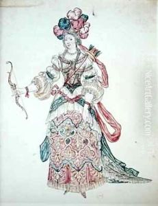 Woman with a bow, theatrical costume design by Jean II (the Younger) Berain