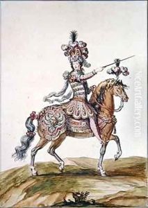 'Horseman with sword', costume design for 'Le Carrousel des Galants Maures' by Jean I Berain