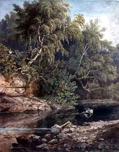 Woodland Scene, with a startled Heron