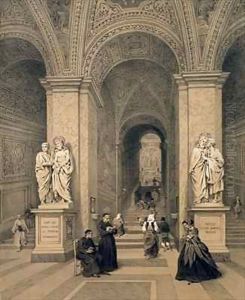 The sacred staircase of the Santi Sanctuary in Rome by Felix Benoist