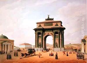 The Triumphal Arch in the Tverskaya Square in Moscow by Felix Benoist