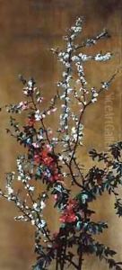 Japanese Cherry Tree and Hawthorn Branches by Jean Benner