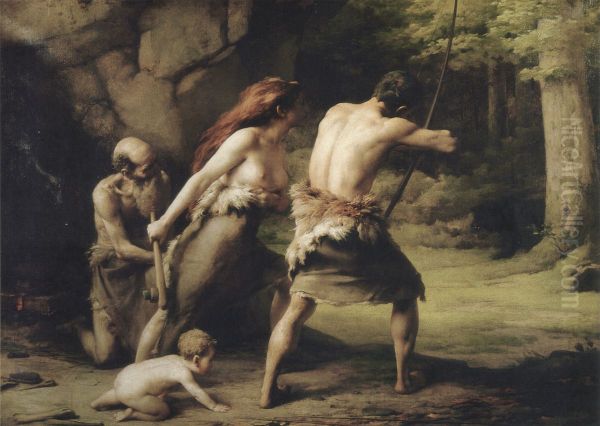 Prehistoric Man Hunting Bears - view 1