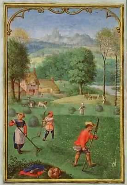 July harvest, sowing, from a Book of Hours - view 1