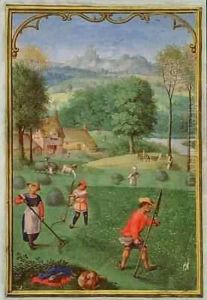 July harvest, sowing, from a Book of Hours
