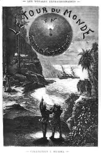 Frontispiece of 'Around the World in Eighty Days' by Jules Verne (1828-1905) Paris by Hippolyte Leon Benett