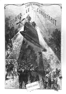Frontispiece of 'Robur le Conquerant' by Jules Verne (1828-1905) Paris, Hetzel by Hippolyte Leon Benett