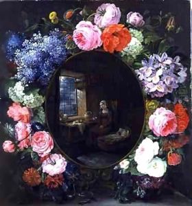 Mother and Child in a Garland of Flowers