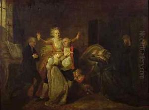 Louis XVI (1754-93) Bidding Farewell to his Family at the Temple by Charles Benazech