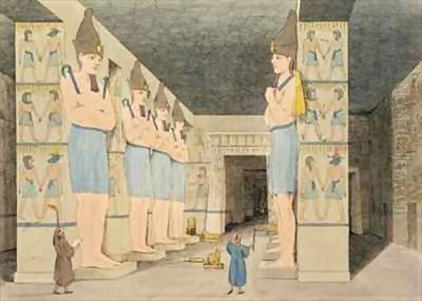 View of the interior of the temple at Ybsombul, Nubia, discovered by Giovanni Belzoni - view 1