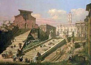 The Piazza del Campidoglio and the Church of S. Mario d'Aracoeli, Rome
