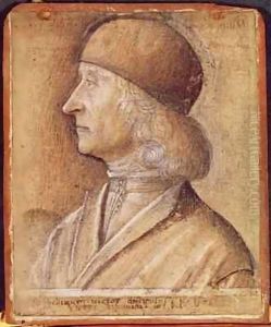 Portrait of Giovanni Bellini (1430-1516) formerly attributed to Carpaccio by Vittore Belliniano