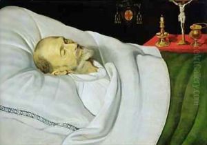 Antoine de Henin, Bishop of Ypres, on his death bed by Jean Bellegambe the Elder