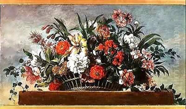 Woven Basket Filled with Flowers - view 1