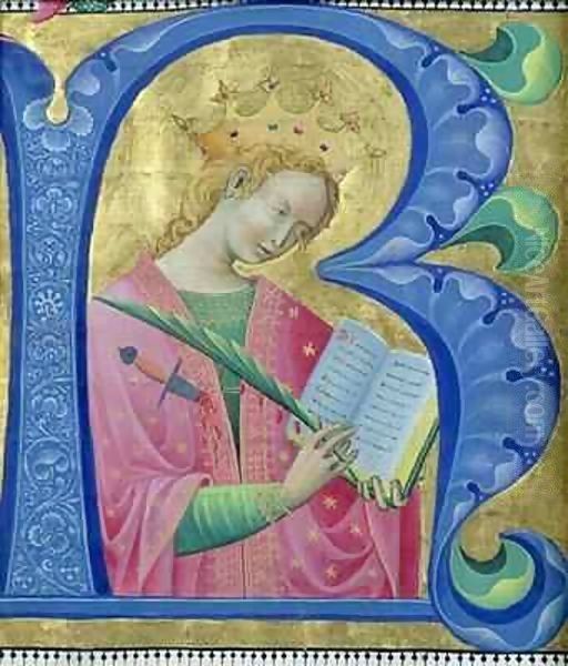 Illuminated initial 'R' depicting St. Catherine of Alexandria - view 1