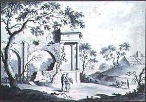 Italian Landscape with Classical Ruins and Shepherds by William Beilby