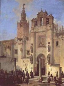 Religious procession in Seville by Joachin Dominguez Becquer