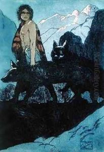 Mowgli and the Wolves by Maurice de Becque