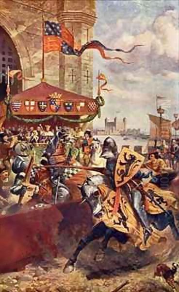 Solemn Joust on London Bridge between David de Lyndsays and Lord John de Welles in 1390 - view 1