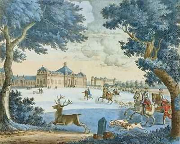 The Duke of Bourbon Hunting Stag at Chantilly - view 1