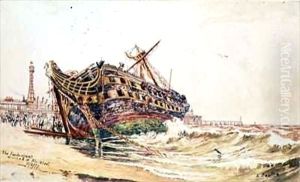 The 'Foudroyant' wrecked at Blackpool by Edwin Beattie