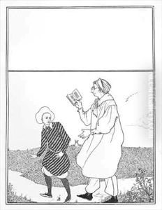 'The Eternal Problem of Youth and Pedantry', Front Cover illustration for 'The Yellow Book' by Aubrey Vincent Beardsley