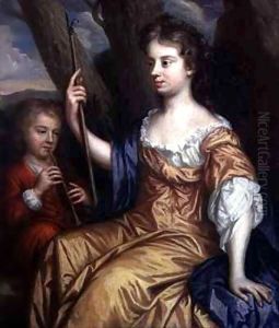 Self Portrait of the Artist as a Shepherdess with her Son Charles (1660-1714) in Attendance by Mary Beale