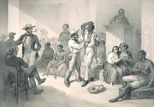 The Sale of Uncle Tom at the Slave Market, plate 9 from 'Uncle Tom's Cabin'