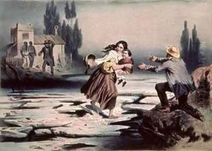 Eliza crossing the ice floes of the Ohio river to freedom by Adolphe Jean-Baptiste Bayot