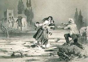 The Flight of Eliza, plate 3 from 'Uncle Tom's Cabin' by Adolphe Jean-Baptiste Bayot