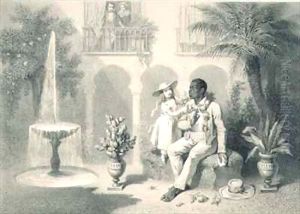 Tom and Evangeline, plate 5 from 'Uncle Tom's Cabin' by Adolphe Jean-Baptiste Bayot