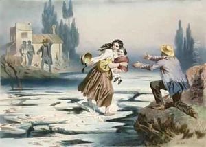 Eliza's Flight, 'Uncle Tom's Cabin' by Harriet Beecher Stowe by Adolphe Jean-Baptiste Bayot