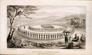 Great dance at Embellybelli, from 'Narrative of a journey to the Zoolu Country, in South Africa' by Thomas Mann Baynes