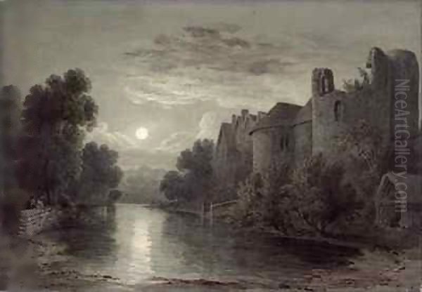 Allington Castle, near Maidstone, Kent, Moonlight - view 1
