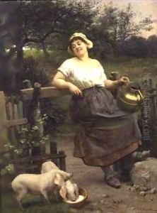 A Peasant Girl, Brittany by Emile Antoine Bayard