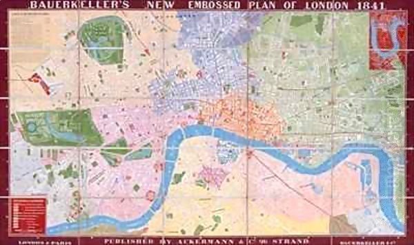 Bauerkeller's New, Embossed, Plan of London - view 1