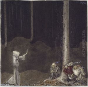 Brother St. Martin and the Three Trolls by John Bauer
